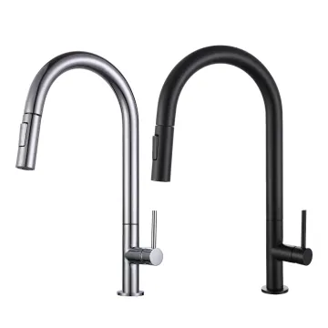 China Factory Cheap Price Wholesale Pull Down Single Cooling 304 Stainless Steel Brushed Gun Grey Faucet for Kitchen