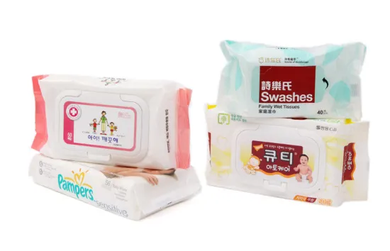 Eco-friendly Wet Wipes Packaging Heat Seal With Adhesive Sticker