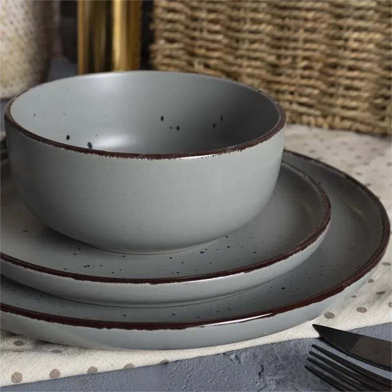 Eco-Friendly Multi-Color Glazed Stoneware Dinnerware Set