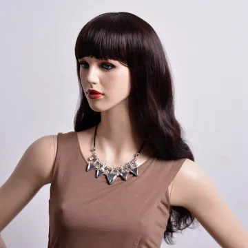 Fashion air bangs long dark brown curly hair Korean version of fluffy wavy wigs wholesale