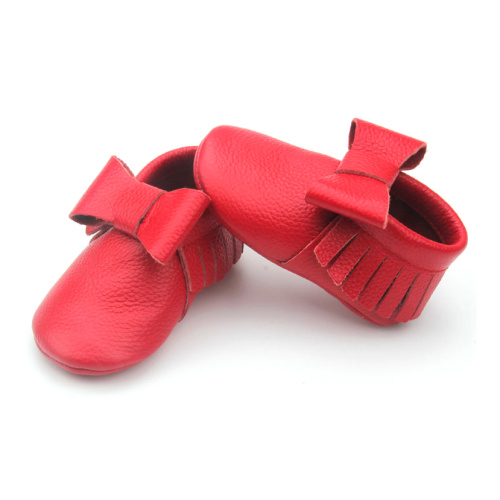 Làm bằng tay Giáng sinh Bé gái Party Bowknot Moccasins