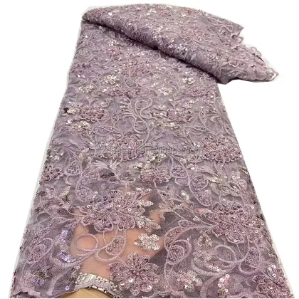 Sequin Lace Fabric with Embroidered Flower Indian Lace Embroidery Fabric