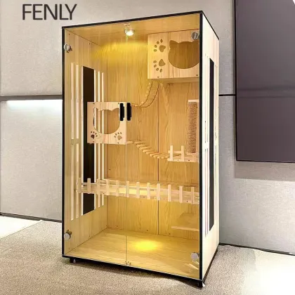 Luxury Solid Wood Cat Cage Villa - Large Space Pet House Furniture