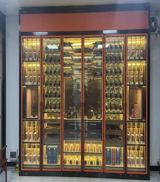 Stainless Steel Red Wine Cellar Storage Display Cabinet for Bar