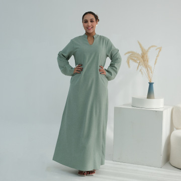 لباس کتانی بسته Abaya روپوش گشاد مینیمالیست