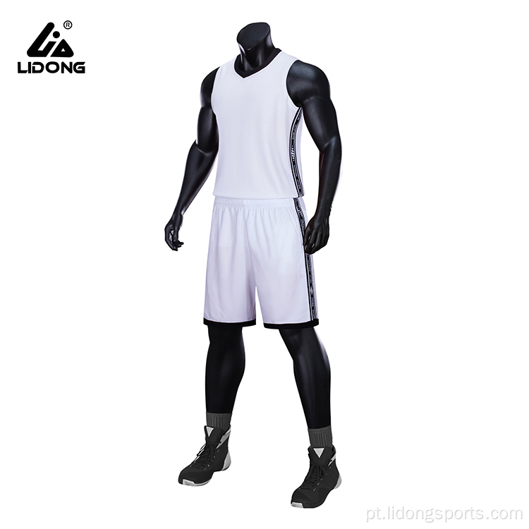 Homens 100% poliéster Black Basketball Jersey e curto