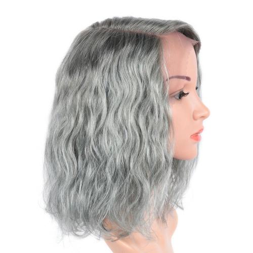 100% HUMAN HAIR GREEN GREY LACE FRONT WET N WAVY WIG