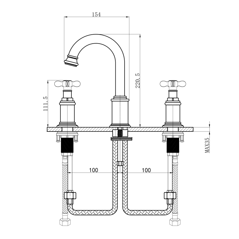 Traditional Taps for 3-Hole Installation
