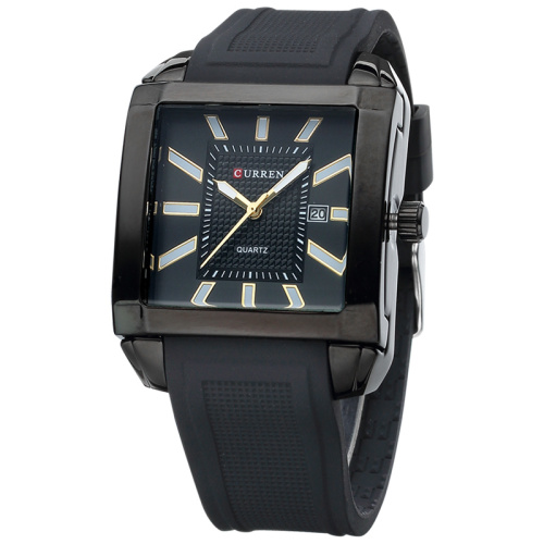 curren square quartz watch with silicone belt wholesale