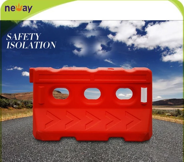 Highly visible plastic water filled highway road barriers
