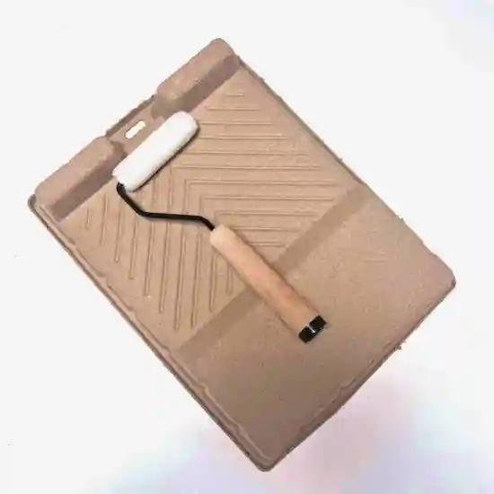 Biodegradable custom pulp molded paint roller tray