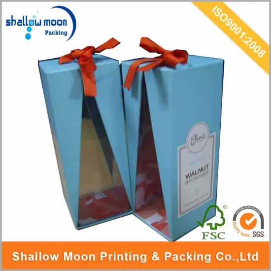 Fancy Design Deluxe Wine Packaging Box With Ribbon Closure