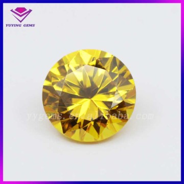 Bright Yellow Synthetic Diamond Brilliant Round Cubic Zirconia Loose Gemstone