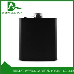 Hip Flask With Soft Surface 6oz 180ml Rubber Painting Black Stainless Flask