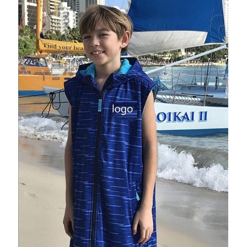 Beach Surf Robes sleeveless hooded kids swim parka waterproof changing robes Factory