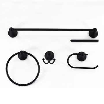 Black Bathroom Hardware Set - Stainless Steel 4 PC Accessory Luxury Kit