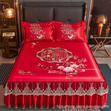 Summer Latex Bed Skirt Three-piece Mat Machine Washable