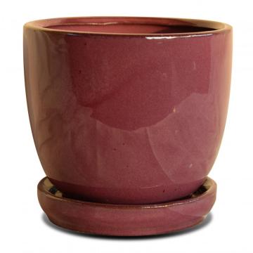 5" Ceramic Flowerpot Attached Saucer