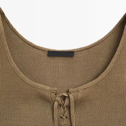 Women's American retro minimalist basic ribbed knitted vest