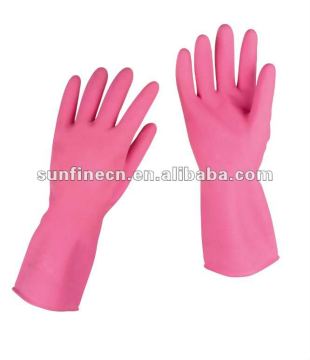 best selling cleaning latex household goves flocked lined&unlined