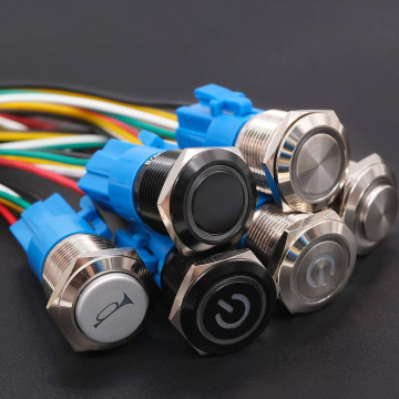 Langir 12mm RGB Illuminated Pushbutton Switch - Momentary & Latching On-Off 12mm Stainless Steel Button