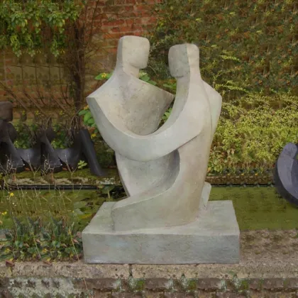 New design abstract stone life size figure huging sculpture