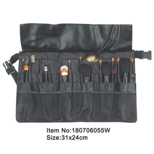 18pcs nero manico in plastica nylon animale capelli trucco pennello set utensili con sacchetto in raso nero