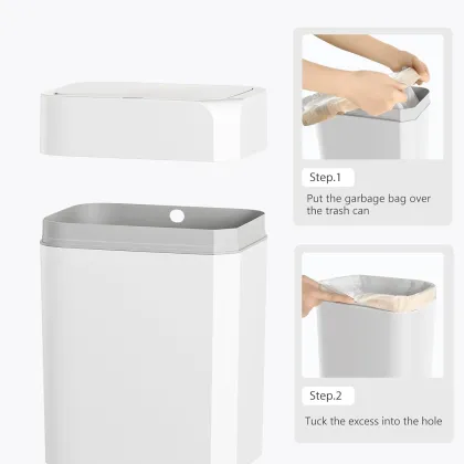 Non-Contact Smart Trash Can - Automatic Sensing Steel Metal Trash Can for Home and Kitchen