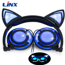 Auriculares de oreja de gato que brillan intensamente plegables de buena calidad