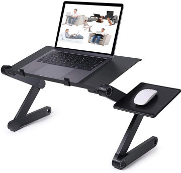 Modern Black Aluminum Adjustable Foldable Z Shape Laptop Stand