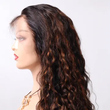 Remy Glueless Full Lace Frontal Wig Curly Human Hair Wigs PrePlucked Cuticle Aligned Brazilian Highlight Color Lace Front Wigs