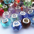 Perles en verre Perles à facettes en cristal de gros trou à la main