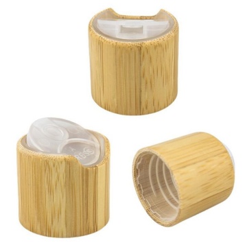 Embalagem de garrafa de cosméticos de vidro Campa superior de disco de bambu 24/410 28/410