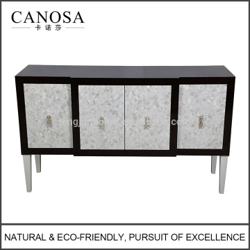 CANOSA ECO-friendly Seashell Inlaid Storage Cabinet with Wood Pedestal