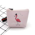 Porta-moedas PU estilo flamingo desenho animado