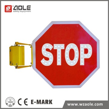 School bus stop sign with led light