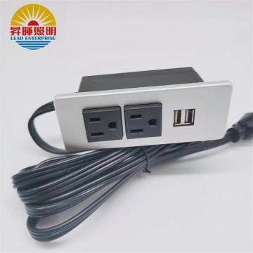 Multi Way Flush Mounted Electric Socket for Desktop and Tabletop with Power Extension Outlet - USA