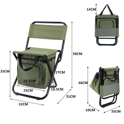 Iron Outdoor Camping Chairs Portable Outdoor Folding Ice Pack Chair Recreational Fishing Chair