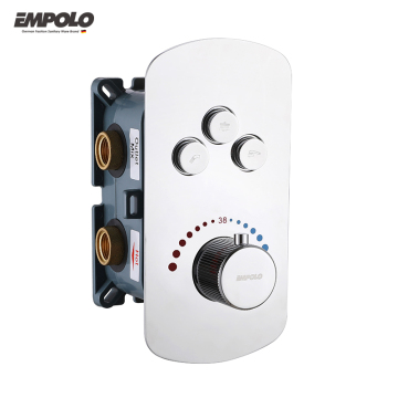 Bathroom Brass Wall-Mounted Thermostatic Diverter Shower Valve
