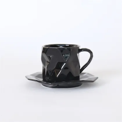 Unique Multi-Color Origami Porcelain Latte Coffee Tea Cup with Saucer