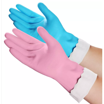 guantes para el hogar de PVC forrados con flock, guantes de goma guantes de lavado