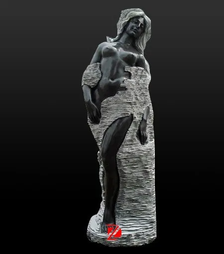 abstract stone black woman sculpture