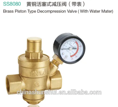 SS8080 brass piston type decompression valve water pressure reducing valve with water meter