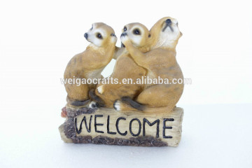 Resin Mongoose with Welcome sign garden statue