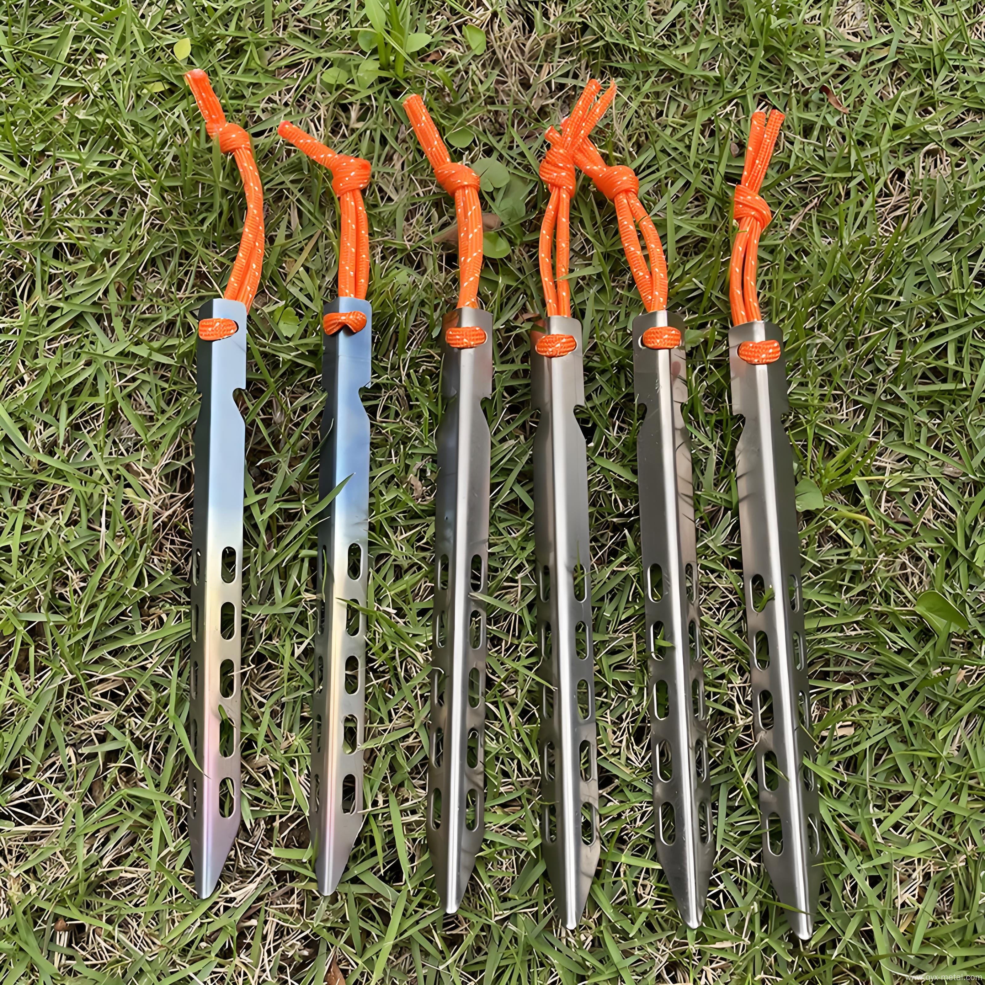 Customized High Strength Camping Titanium Hook Tent Pegs