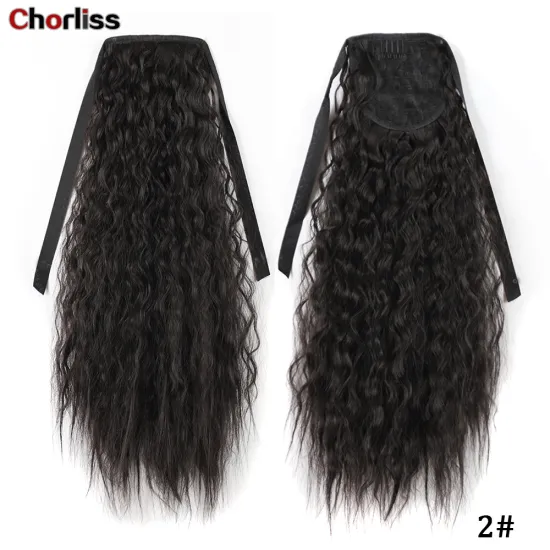 New Arrival Long Black Kinky Curly Weave Hair Piece Wrap Ponytail Hair Extensions Synthetic Hair Clip Ponytail For Woman Daily