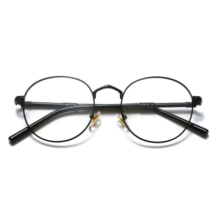 Men's Metal Round Photochromic Glasses Frame - Black Discoloration Eyewear Wholesaler