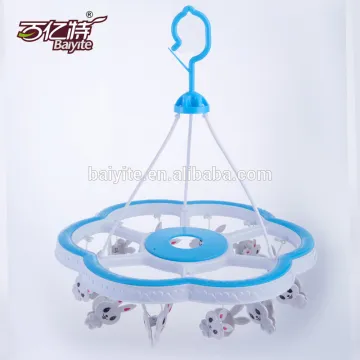 plastic hanger with 12 cartoon clips,tiny clothes hanger for socks