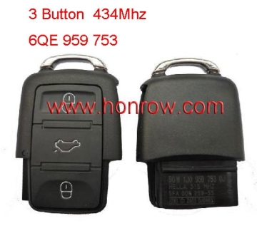 Remote control VW 3 Button remote key control Model Number is 6QE 959 753 434MHZ