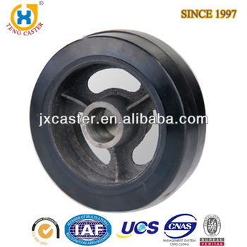 8 inch black Rubber on Cast iron Industrial Wheel